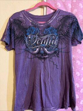Sinful Purple Graphic Tee with Black Script